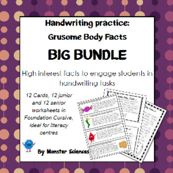 Preview of Handwriting BIG BUNDLE:  Gruesome Body Facts in Foundation Cursive