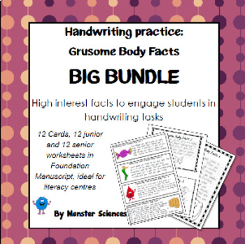 Preview of Handwriting BIG BUNDLE:  Gruesome Body Facts in Foundation Manuscript