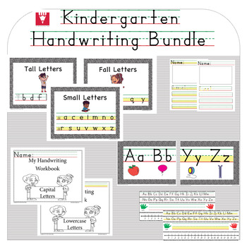Preview of Handwriting Bundle- Adapted Workbooks and Bulletin Board, Kindergarten