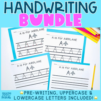 Preview of Handwriting Bundle for PreK and Kinder | NO PREP | Handwriting Practice Sheets