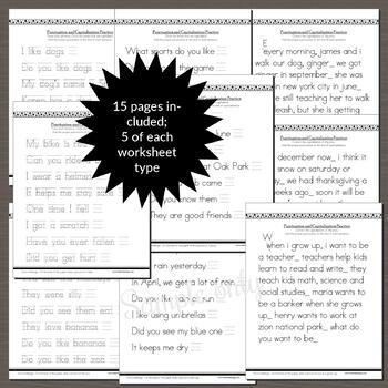 Preview of Handwriting, Capitalization and Punctuation Practice (15 sheets)