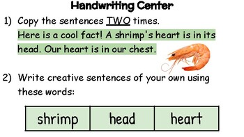 Preview of Handwriting Center Slides