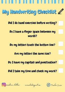 Preview of Handwriting Checklist