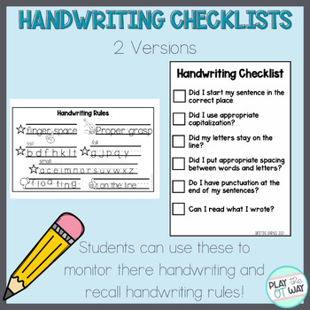 Preview of Handwriting Checklist Occupational Therapy | 2 versions Text & Text with Visuals