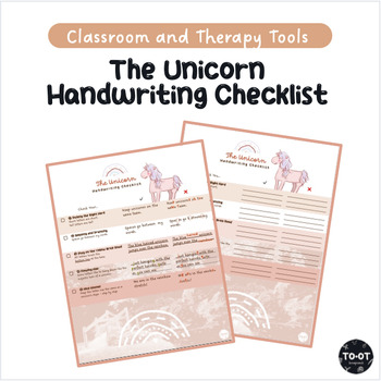 Preview of Handwriting Checklist Practice | Unicorn Theme | Occupational Therapy