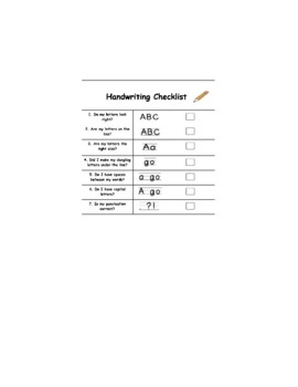 Preview of Handwriting Checklist for Desk