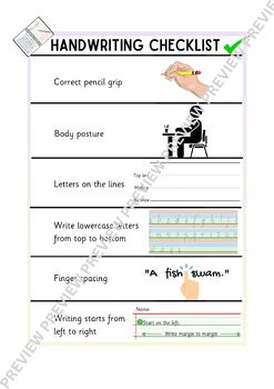 Preview of Handwriting Checklist for Students when Encoding (Writing)