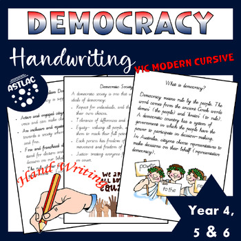 Preview of Democracy Australian Themed Handwriting Passages - Year 5 - Vic Modern Cursive