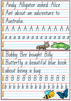 Handwriting Copy Cards - Queensland Beginners Font Year 1 | TpT