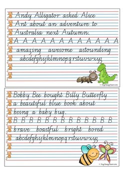 Handwriting Copy Cards - Queensland Linked Modern Cursive Font (Yr 3/4)