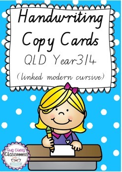 Preview of Handwriting Copy Cards - Queensland Linked Modern Cursive Font (Yr 3/4)