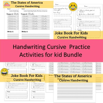 Preview of Handwriting Cursive  Practice Activities for kid Bundle