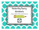 Handwriting Fluency Worksheets
