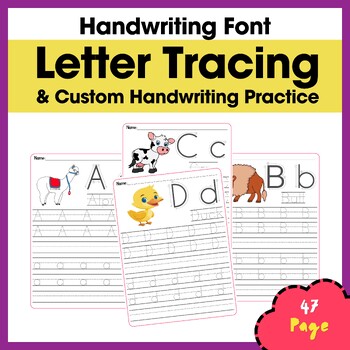 Preview of Handwriting Font Letter Tracing & Custom Handwriting Practice
