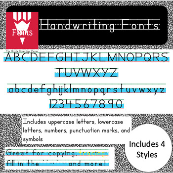 Preview of Handwriting Font- The Write Direction Paper™ Fonts- Blue Shaded (Personal Use)
