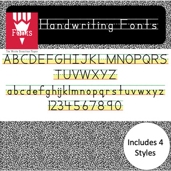 Preview of Handwriting Font- The Write Direction Paper™ Fonts- Yellow Shaded (Personal Use)