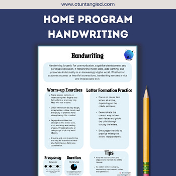 Preview of Handwriting Home Program