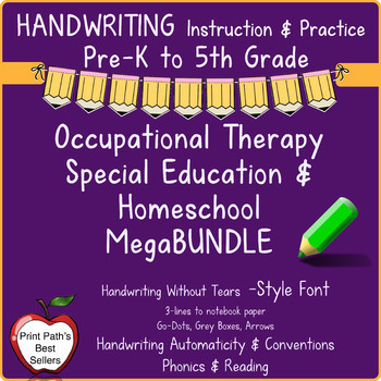 Preview of Handwriting Instruction Mega Bundle: Handwriting-Without-Tears STYLE FONT