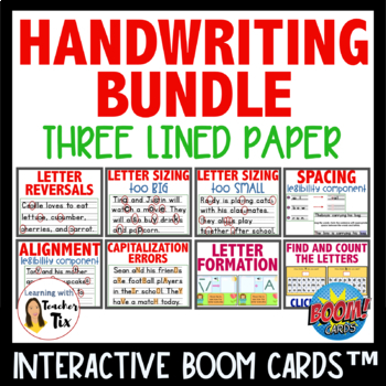Preview of Handwriting Legibility Components 3 lined paper Occupational Therapy Boom cards