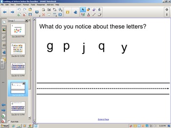 Preview of Handwriting Lesson for letters below the baseline