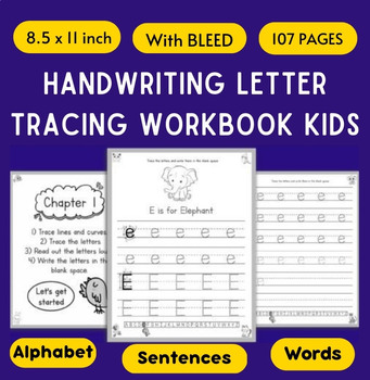 Preview of Handwriting Letter Tracing Workbook Kids