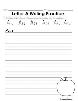 Handwriting Practice Sheets Letters A to Z by HappyEdugator | TpT