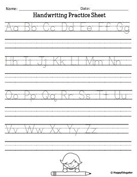 handwriting practice sheets letters a to z by happyedugator tpt