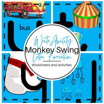 Preview of Handwriting: Monkey Swing Letter Formation Activity Bundle.