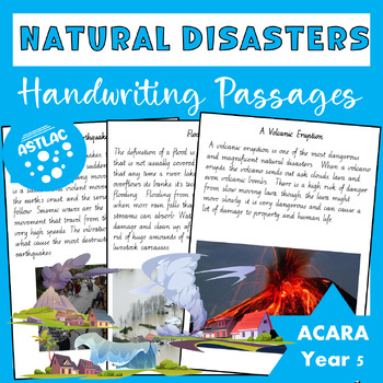 Preview of Handwriting : Natural Disasters Themed Passages - Victorian Modern Cursive Join
