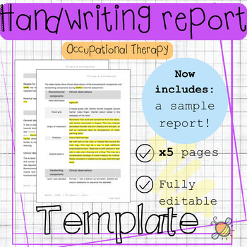 Preview of Handwriting | OT Informal assessment report template | Occupational therapy