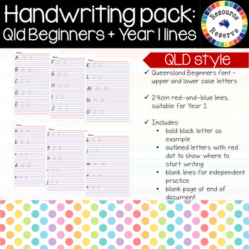 Preview of Handwriting Pack - QBeginners letters + Year 1 lines {Qld}