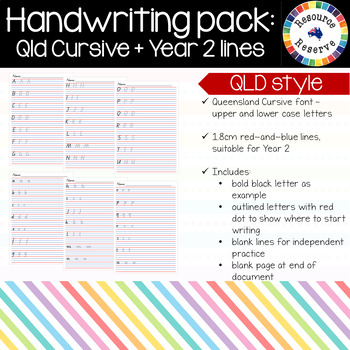 Preview of Handwriting Pack - QCursive letters + Year 2 lines {Qld}