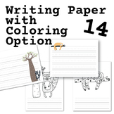 Handwriting Paper - Animal Adventure Theme - with Coloring