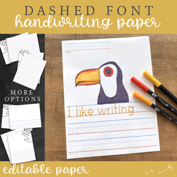 Preview of Handwriting Paper : Editable Primary Paper with Dashed Font
