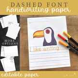 Handwriting Paper : Editable Primary Paper with Dashed Font
