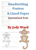 Handwriting Posters Head/Body/Tail Letters Qld Font