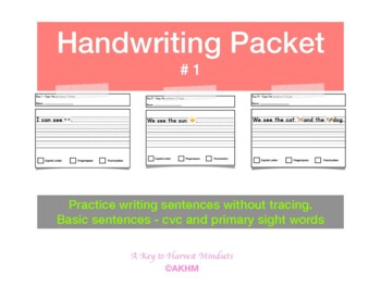 Preview of Handwriting Practice # 1 (Sentences) - Digital and Distance Learning
