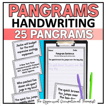 Preview of Handwriting Practice 25 Pangrams