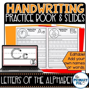 Preview of Letters of the Alphabet Handwriting Practice Book & Google Slides