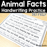 Handwriting Practice Animal Facts: Grades 1,2,&3 Print and Go