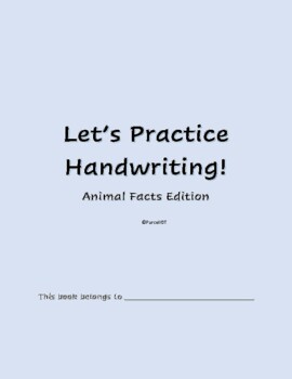 Preview of Handwriting Practice Book-Animal Facts