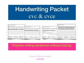 Preview of Handwriting Practice (cvc & cvce Sentences)- Digital and Distance Learning