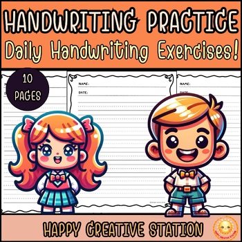 Preview of Free!Handwriting Practice | Daily Handwriting Exercises | HAPPY CREATIVE STATION