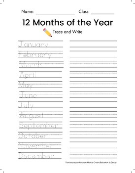 Handwriting Practice: Days of the Week, Months of the Year, and Letters