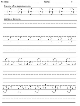 Handwriting Practice - Spanish Letters by El tesoro del saber | TpT
