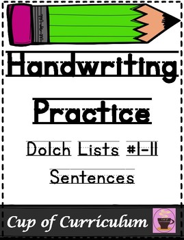 Preview of Sentence Writing Workbook  | Handwriting Fluency | Dolch Sight Word Sentences