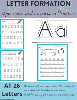 Preview of Handwriting Practice & Formation Mini Posters (All 26 Letters/Upper & Lower)