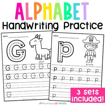 Preview of Handwriting Practice Sheets, Printing Practice Letter Formation Alphabet Tracing