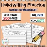 Handwriting Practice Manuscript or Cursive | Animal Facts 
