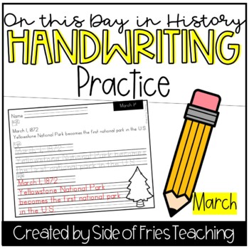 Preview of Handwriting Practice Monthly Worksheets: March This Day in History